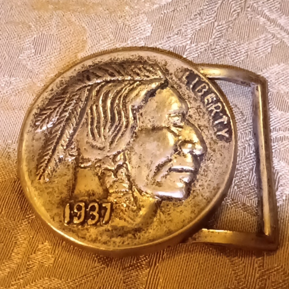 VINTAGE BUFFALO NICKEL 1937 BELT BUCKLE